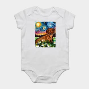 Brown Shorthair Dachshund Night 2 Baby Bodysuit